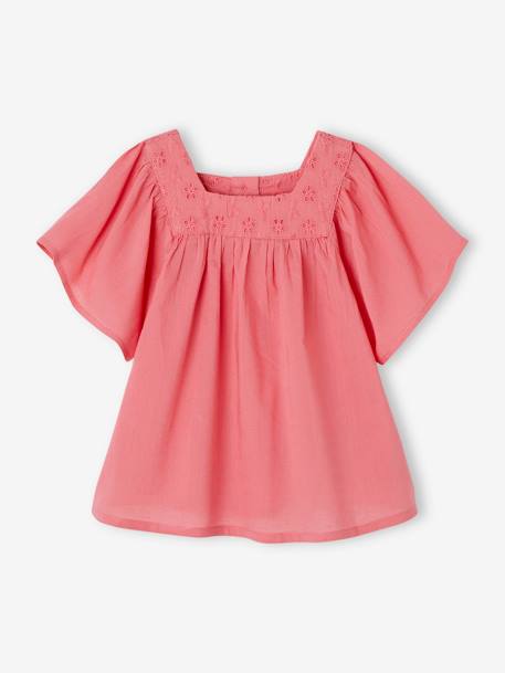 Bebé-Blusa con cuello cuadrado y bordado inglés para bebé