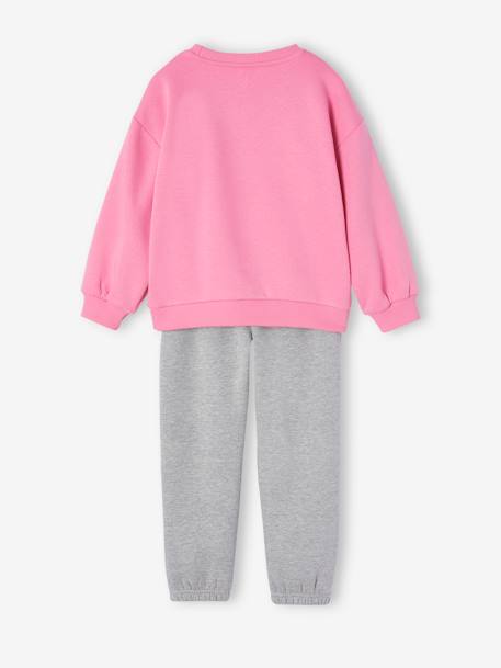 Conjunto deporte sudadera + pantalón de chándal de felpa para niña rosa chicle 