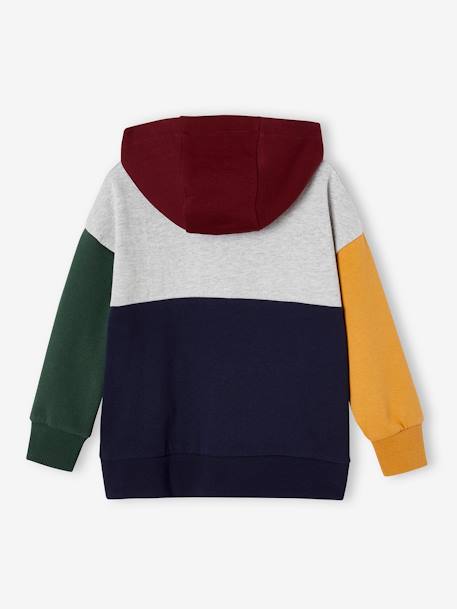 Sudadera con capucha colorblock, niño aceituna+multicolor 