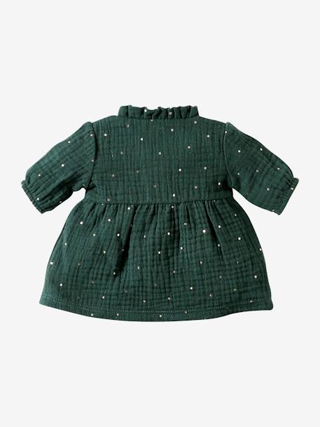 Vestido de gasa de algodón para muñeca verde 