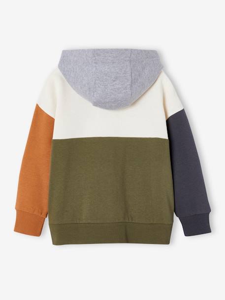 Sudadera con capucha colorblock, niño aceituna+multicolor 