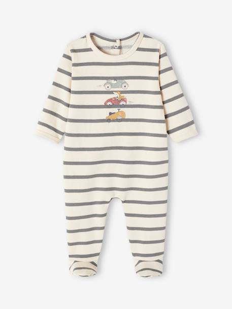 Bebé-Pijamas-Pijama a rayas estampado coches para bebé niño