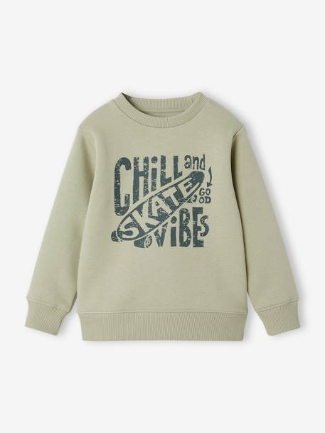 Sudadera Basics con motivo gráfico para niño azul medio+blanco jaspeado+verde sauce 