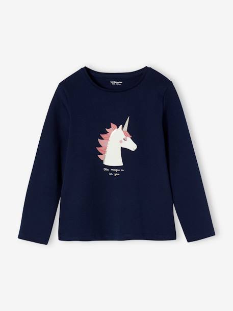 Camiseta con conejo y lacito fantasía, niña azul marino+GRIS OSCURO LISO CON MOTIVOS+verde esmeralda 