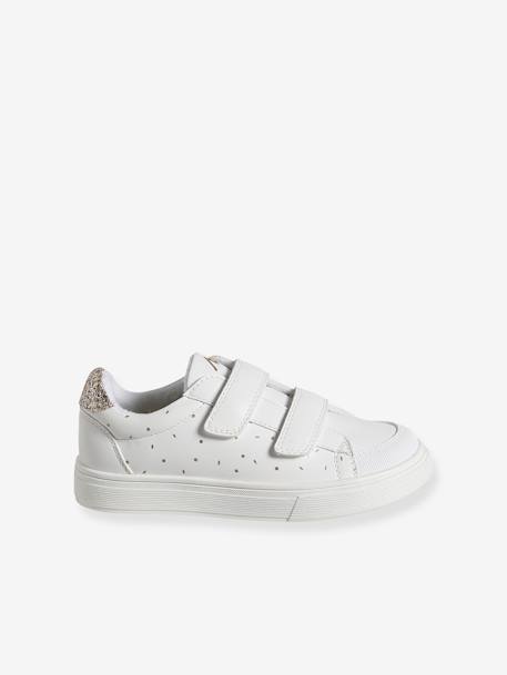 Zapatillas infantiles con detalles dorados blanco estampado 