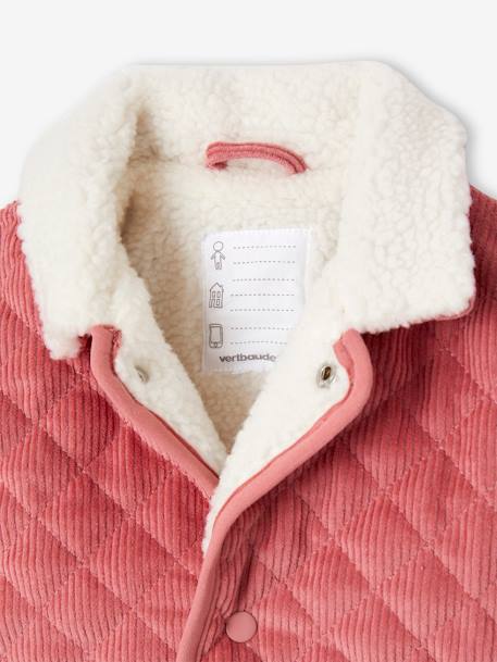 Chaqueta de pana acolchada con forro de sherpa para bebé rosa palo 