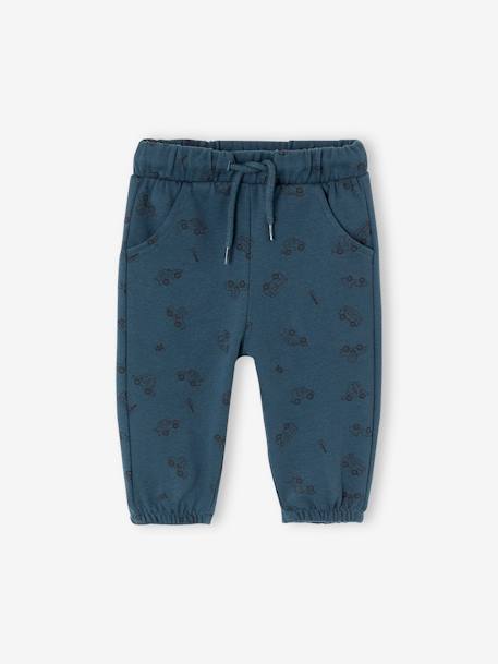 Pantalón estampado de felpa para bebé aceituna+azul océano 