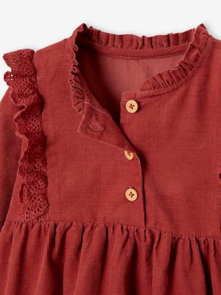 Vestido de pana con volantes de bordado inglés para bebé niña arcilla 