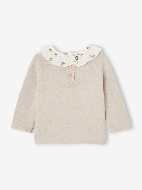 Jersey con gorguera de flores para bebé recién nacido beige jaspeado 