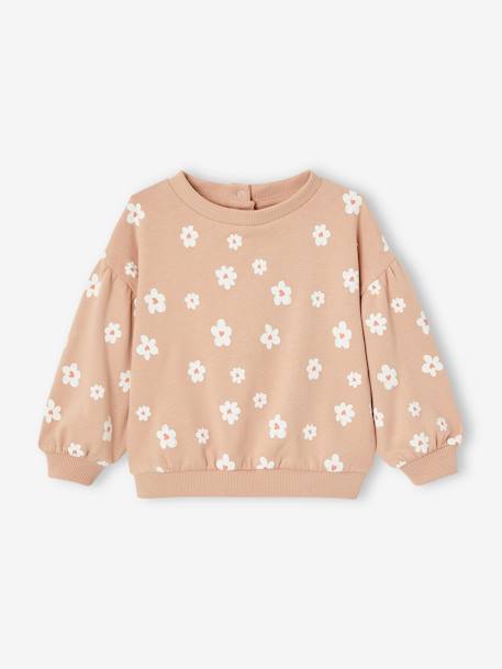 Sudadera de felpa con estampado para bebé crudo+rosado 