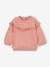 Sudadera con volante de bordado inglés para bebé niña ocre+rosa viejo 