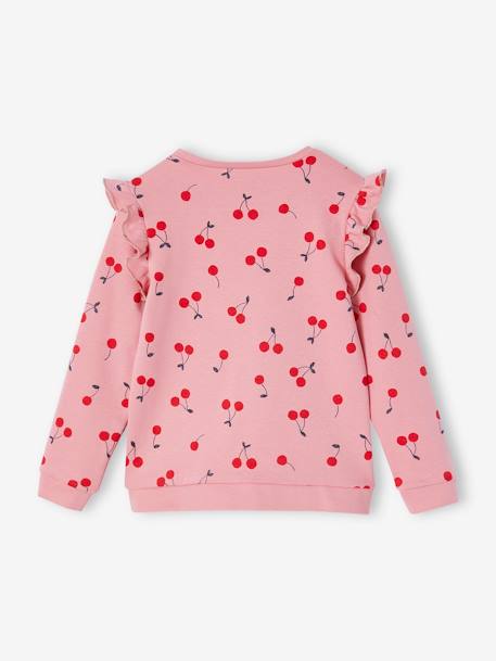 Sudadera con mensaje y mangas con volante, para niña azul marino+crudo+rosa+verde grisáceo 