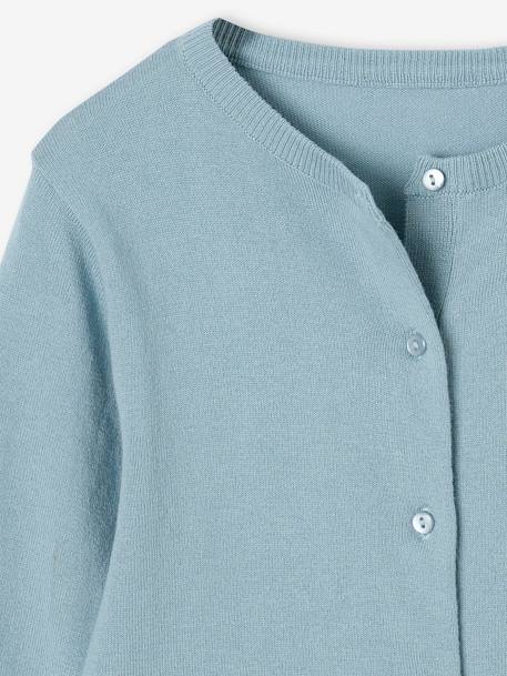 Chaqueta Basics de punto fino para niña azul claro+azul marino+gris jaspeado+rosado+vainilla+verde almendra+verde esmeralda 