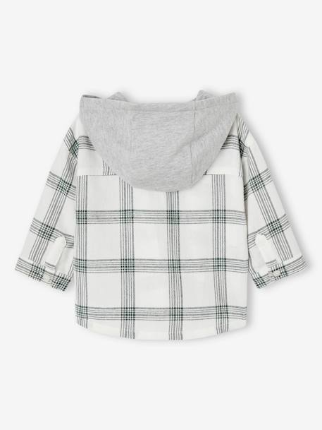 Camisa a cuadros con capucha para bebé crudo 