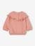 Sudadera con volante de bordado inglés para bebé niña ocre+rosa viejo 