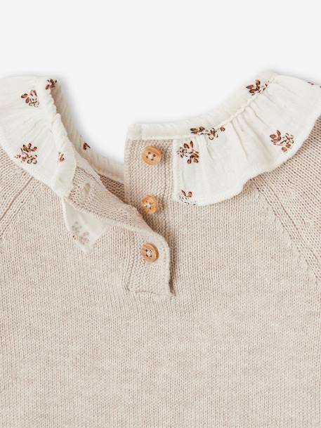 Jersey con gorguera de flores para bebé recién nacido beige jaspeado 