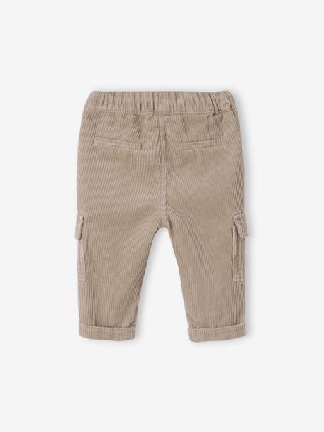 Pantalón de pana estilo cargo para bebé arcilla+marrón grisáceo 