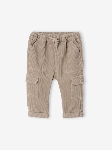 Pantalón de pana estilo cargo para bebé arcilla+marrón grisáceo 