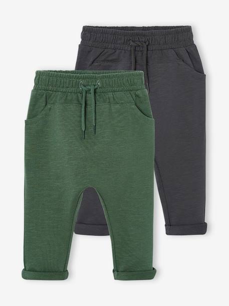 Pack de 2 pantalones de felpa BASICS bebé verde pino 