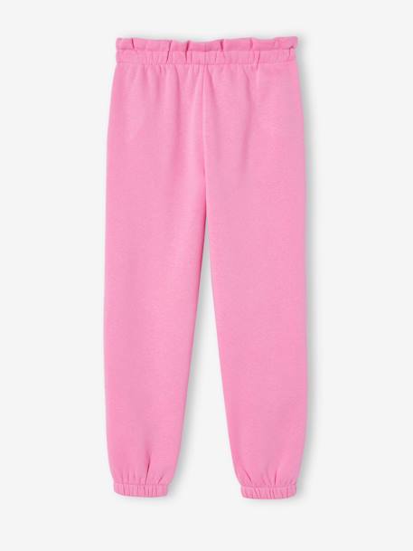 Pantalón jogging de felpa con cintura «paperbag» para niña azul marino+rosa chicle+verde 