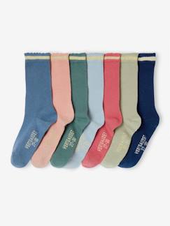 Niña-Pack de 7 pares de calcetines medianos de lúrex, para niña