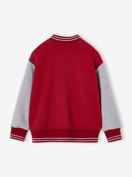 Sudadera estilo teddy de felpa con escudo de felpa de rizo para niño avellana+rojo+verde pino 