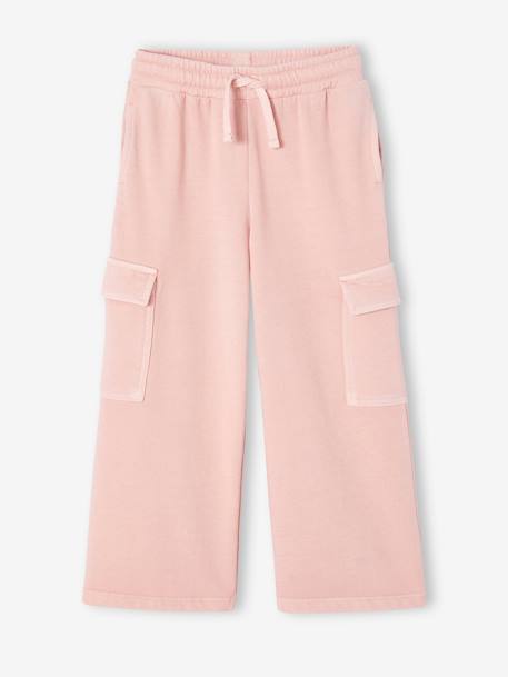 Pantalón de chándal ancho para niña gris oscuro+rosa maquillaje 