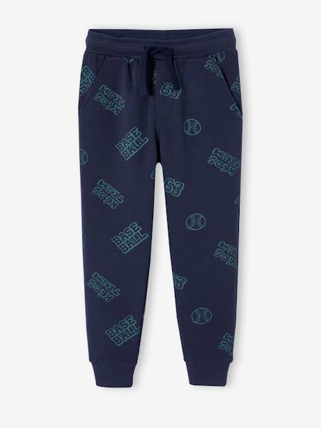 Pantalón de chándal de felpa inscripción baseball para niño especial guardería azul oscuro 