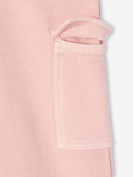 Pantalón de chándal ancho para niña gris oscuro+rosa maquillaje 