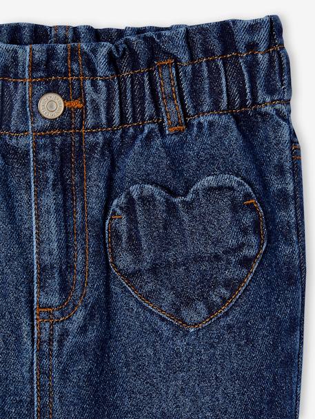 Vaqueros paperbag con bolsillos de corazón para niña azul medio+denim natural 