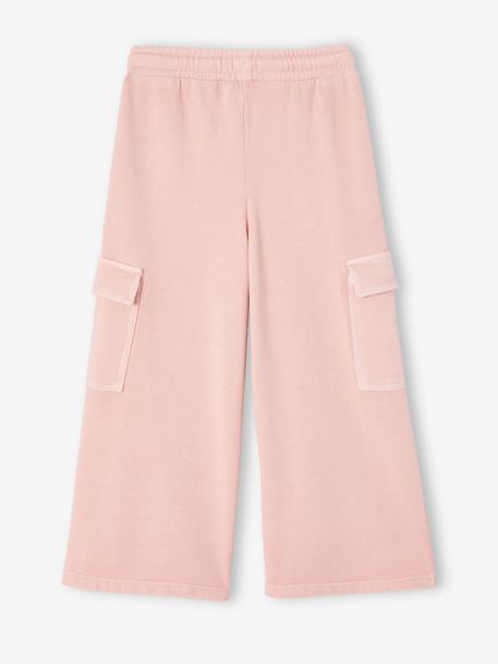 Pantalón de chándal ancho para niña gris oscuro+rosa maquillaje 