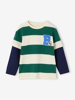 Niño-Camiseta efecto manga doble a rayas niño