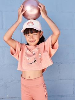 Niña-Ropa deportiva-Camiseta deportiva cropped con motivo de chicas, para niña