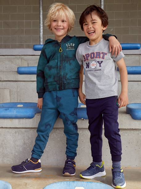 Sudadera deportiva con capucha y cremallera 'tie and dye', niño AZUL OSCURO LAVADO 