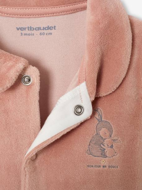 Pack de 2 pijamas de terciopelo con abertura para bebé recién nacido azul pálido+capuchino+rosa 