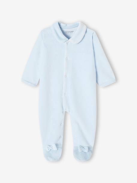 Pack de 2 pijamas de terciopelo para bebé niña azul claro 