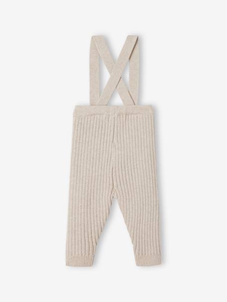 Leggings con tirantes de punto tricot para bebé beige jaspeado 