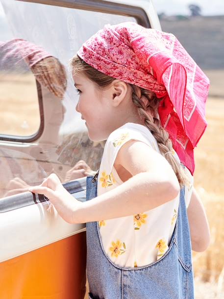 Fular personalizable con estampado de flores para niña rosa estampado 