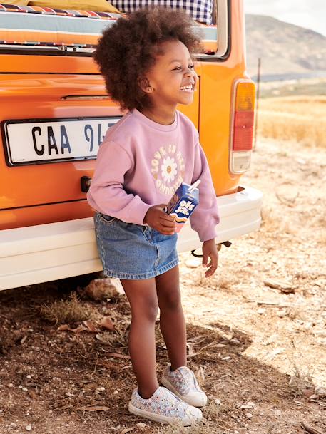 Sudadera con flor y dibujo de rizo para niña malva 