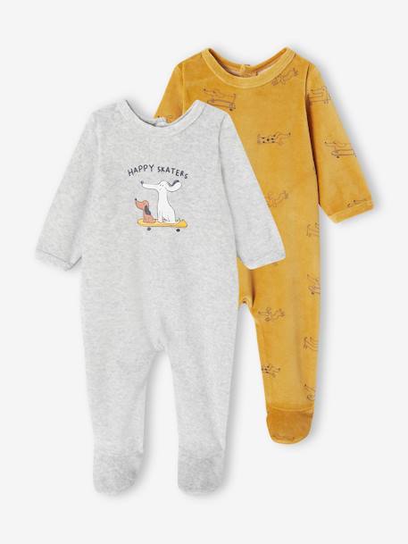 Bebé-Pijamas-Pack de 2 pijamas "perritos" de terciopelo para bebé