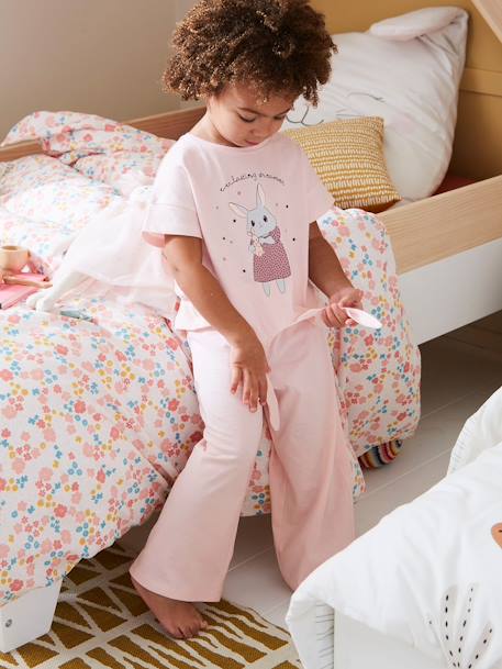 Pijama ancho «Conejo» para niña rosa rosa pálido 