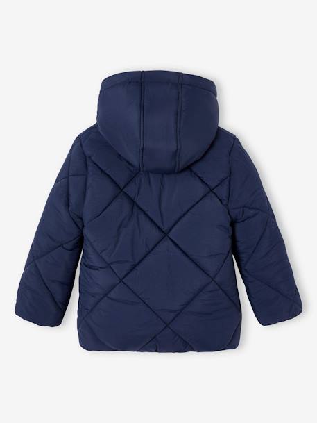 Chaqueta acolchada con capucha y forro de sherpa para niña azul marino+rosado 