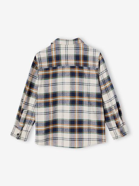 Camisa de franela a cuadros para niño azul oscuro+azul pizarra+cuadros blancos 