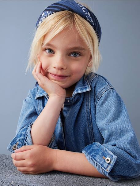 Vestido denim abotonado niña azul medio 