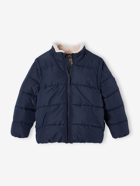 Chaqueta acolchada transformable con capucha y mangas desmontables para niño azul oscuro 