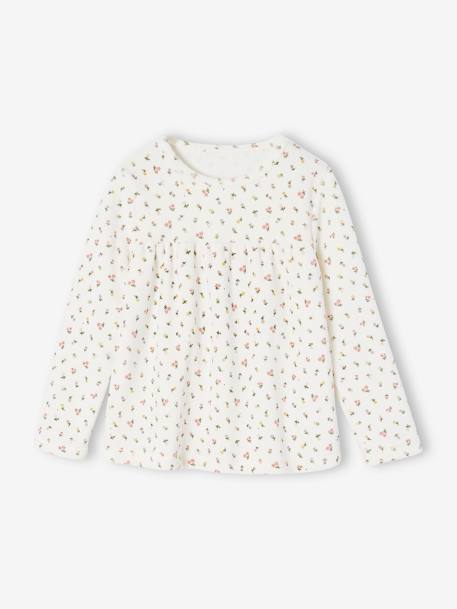 Pijama de terciopelo estampado de flores para niña crudo 