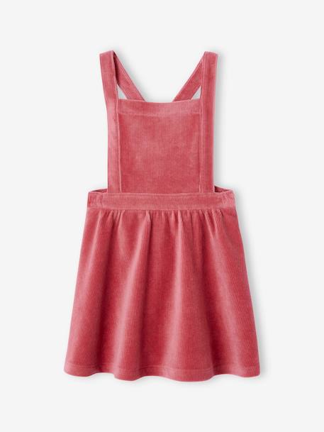 Conjunto vestido peto de pana y camiseta para niña rosa+verde 