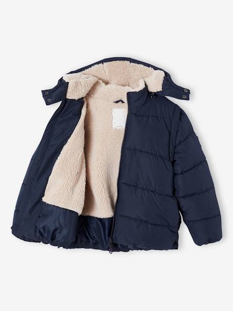 Chaqueta acolchada transformable con capucha y mangas desmontables para niño azul oscuro 