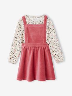 Niña-Conjunto vestido peto de pana y camiseta para niña