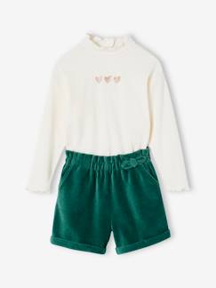 -Conjunto camiseta + short de pana para niña